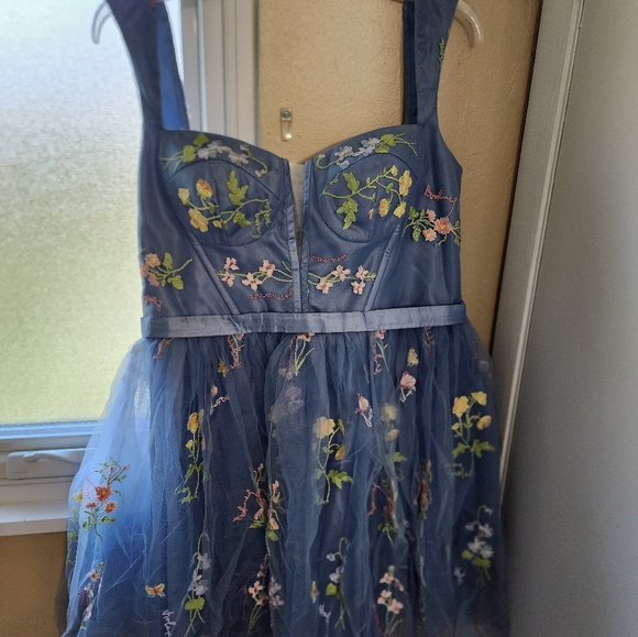 Wchecalino Women's Short Homecoming Dresses 2024 Flower Embroidery Tulle Prom Dr - Picture 6 of 9